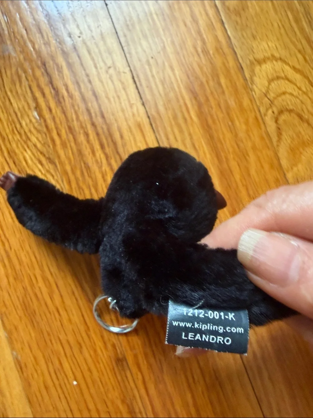 Kipling large 2.5” tall Black Plush Monkey Keyring bag charm